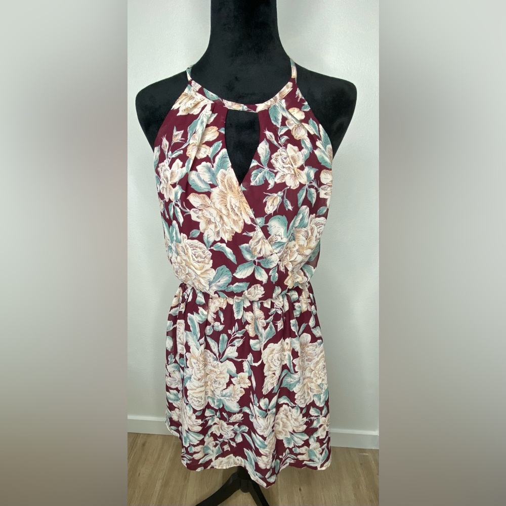 Sienna Sky Burgundy Floral Mini Dress